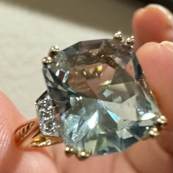 Gorgeous Natural 5.5 CT Prasiolite & Diamonds Michael Valitutti 14K Ring Size 8 - Picture 3 of 16